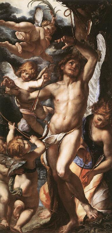 PROCACCINI, Giulio Cesare St Sebastian Tended by Angels af oil painting image
